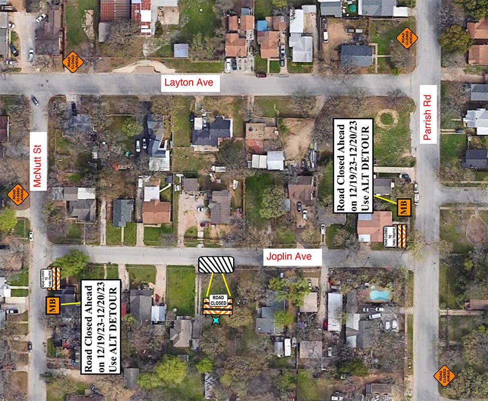 Haltom City road construction joplin ave dec 19-20 2023