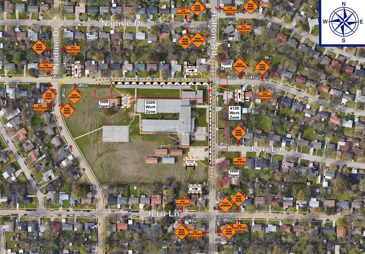 David E Smith Elementary Stephanie Dr  Haltom Rd Road Construction Oct 16-27 2023